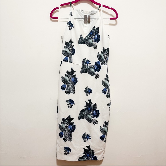 H&M Dresses White Blue Floral Knee Length Wedding Guest Dress From